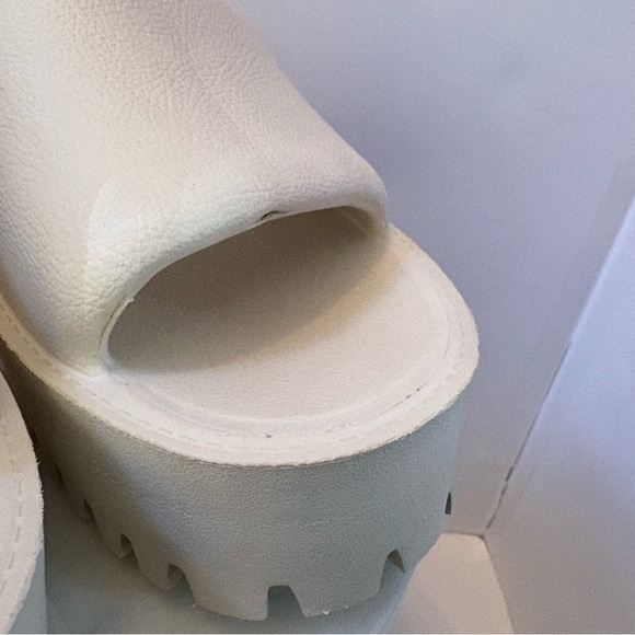 Lili & Oumer Beige Cream Platform Slide Sandals Women’s 11 EUR 42 Chunky Sole - Picture 5 of 16